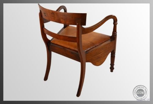 fig 3. Antique Early Regency Leather Seated Wide Elbow Chair Mahogany Armchair c1810