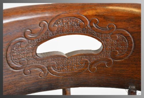 fig 3. Antique Oak Art Nouveau Windsor Bow Captains Smokers Armchair Chair c1910