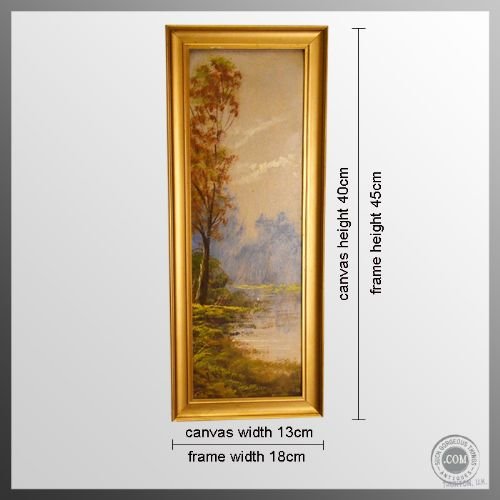 fig 1. Antique Art Oil Painting on Board English School c1900 Country Scene Signed JW