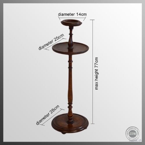 fig 1. Oak Torchere Smokers Plant Lamp Candle Two Tier Stand Antique c1890