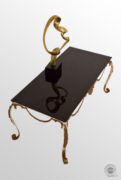 Art Deco Coffee or Side Table Wrought Iron Original Vitrolite Glass Top C1930