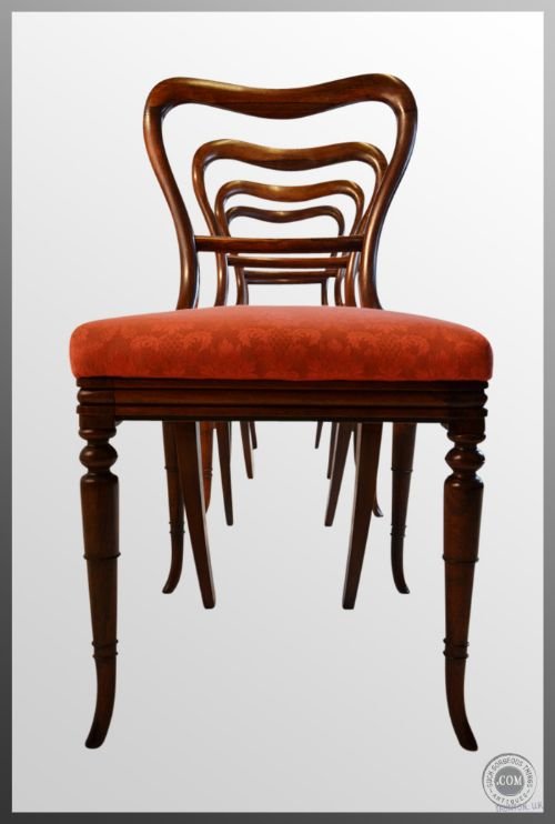 fig 2. Regency Period Rosewood Dining Chairs Set of Four Antique Balloon Back c1830