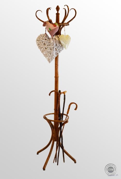 Antique Hall Hat & Stick Stand Coat Rack Cloak Hook Umbrella Bentwood C1900