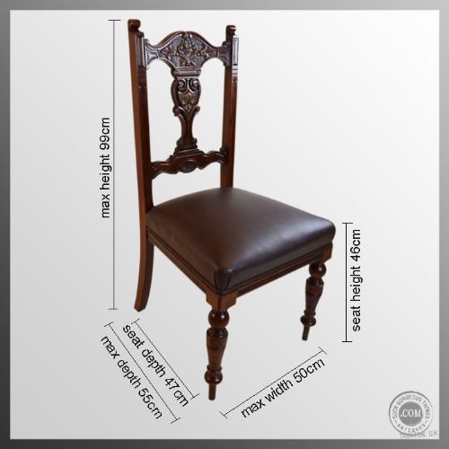 fig 1. Set 4 Four Antique Mahogany Dining Chairs Upholstered With Faux Leather c1880