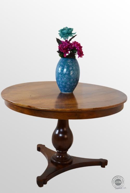 Antique Single Pedestal Round Tilt Top Walnut Dining Loo Breakfast Table C1830