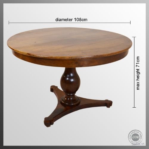 fig 1. Antique Single Pedestal Round Tilt Top Walnut Dining Loo Breakfast Table c1830