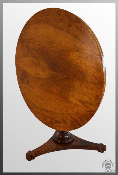 fig 2. Antique Single Pedestal Round Tilt Top Walnut Dining Loo Breakfast Table c1830