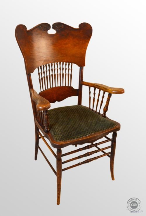 Antique Oak High Back Reading Fireside Chair Country Armchair C1880