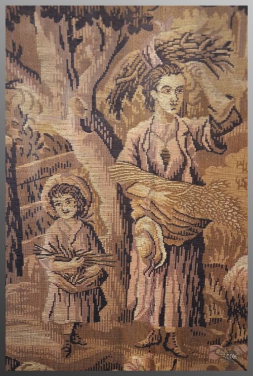 fig 2. Antique Folding Victorian Textile Four Fold Panel Screen Room Divider Partition