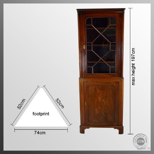 fig 1. Antique Tall Corner Cupboard Display Cabinet Mahogany Georgian c1800