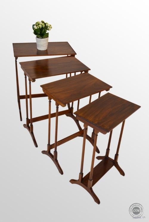 Quartetto Nest Set of Four Mahogany Stacking Tables Antique C1920