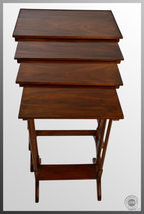 fig 2. Quartetto Nest Set of Four Mahogany Stacking Tables Antique c1920