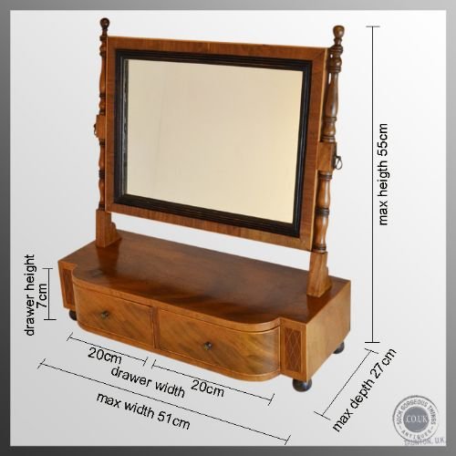 fig 1. Antique Regency Dressing Vanity Swing Cosmetic Twin Drawer Mirror