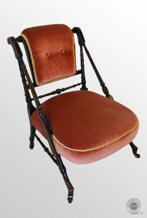Antique Bedroom Hall Salon Fireside Chair Ebonised C1880