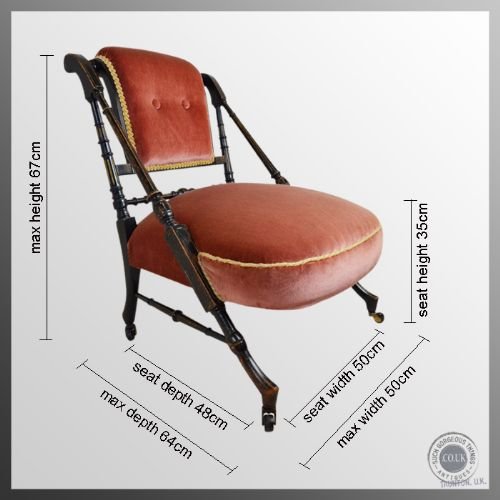 fig 1. Antique Bedroom Hall Salon Fireside Chair Ebonised c1880