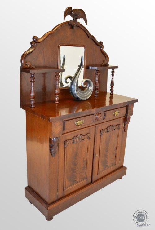 Antique Chiffonier Mirror Sideboard Mahogany Cabinet Victorian C1860