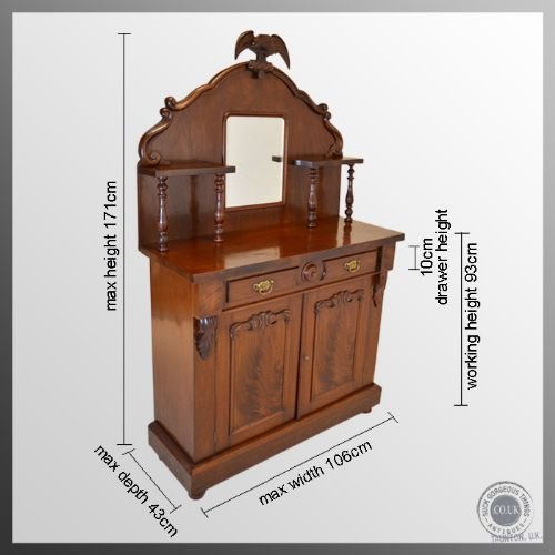 fig 1. Antique Chiffonier Mirror Sideboard Mahogany Cabinet Victorian c1860