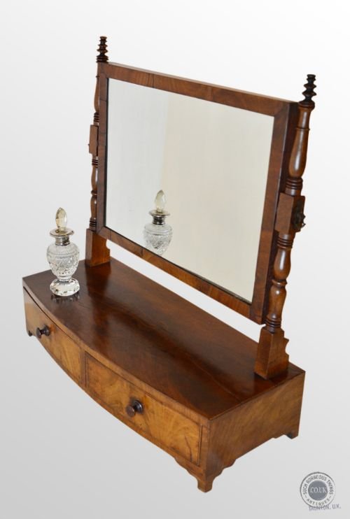 Antique Georgian Dressing Vanity Swing Cosmetic Twin Drawer Mirror C1810