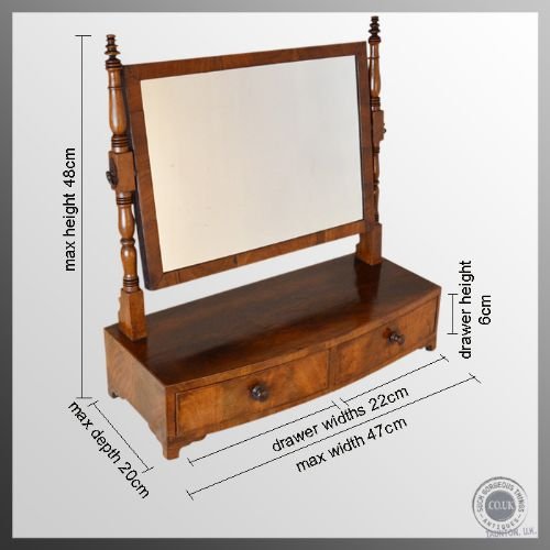 fig 1. Antique Georgian Dressing Vanity Swing Cosmetic Twin Drawer Mirror c1810