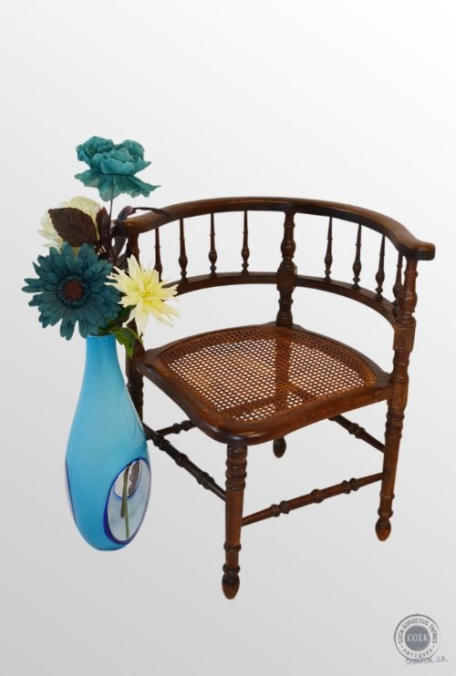 Antique Corner Chair Bergere Oak Elbow Bow Armchair C1910