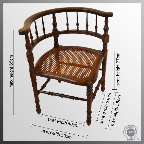 fig 1. Antique Corner Chair Bergere Oak Elbow Bow Armchair c1910