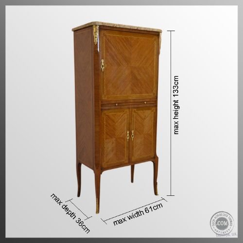 fig 1. French Antique Secretaire Cabinet Marble Top Secretary Desk c1920