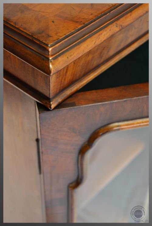 fig 2. Victorian Walnut Antique Bookcase Library Display Cabinet c1900