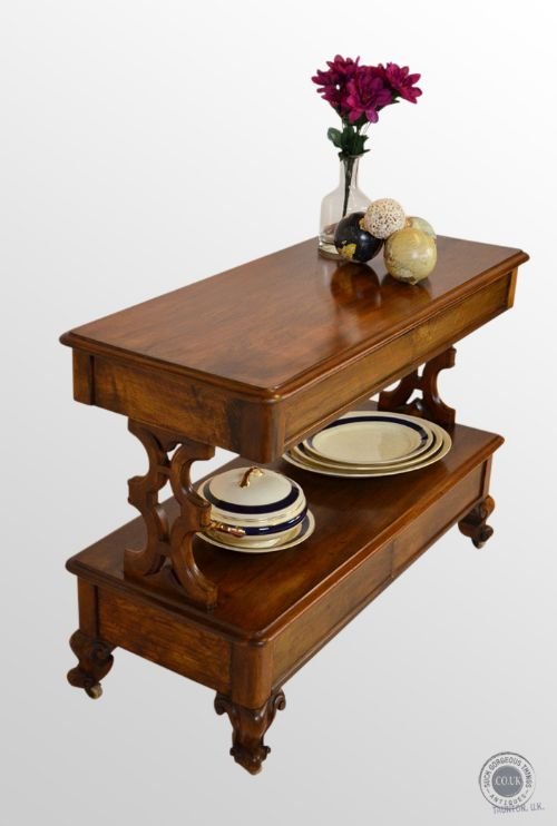 Walnut Antique Buffet Server Dumb Waiter Table by Eadon & Son Sheffield C1860