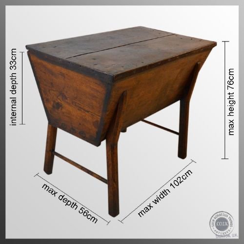 fig 1. Antique Elm Dough Store Proving Table Kitchen Bench Flour Bin c1800