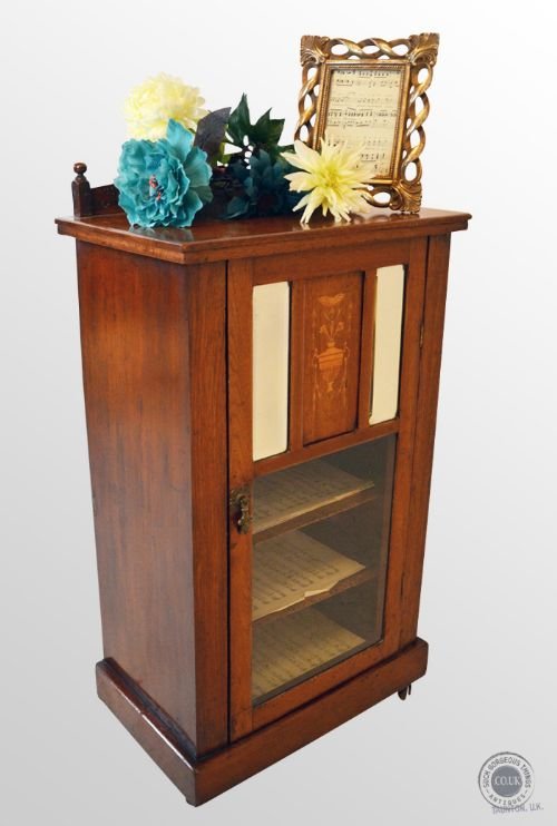 Antique Victorian Cabinet Inlaid Sheet Music Cupboard C1890