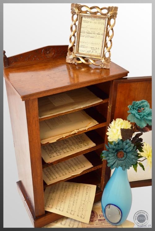 fig 2. Antique Victorian Cabinet Inlaid Sheet Music Cupboard c1890