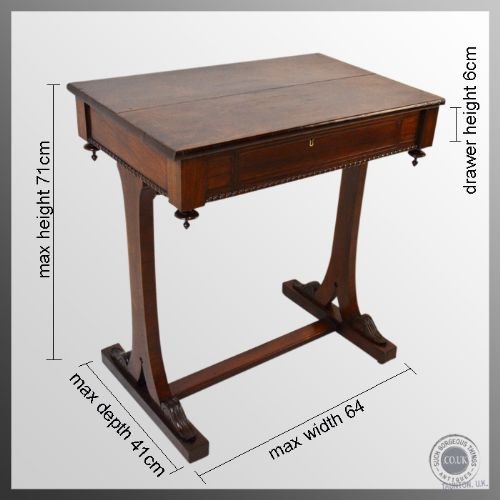 fig 1. Regency Antique Rosewood Worktable Desk Writing Console Table c1820