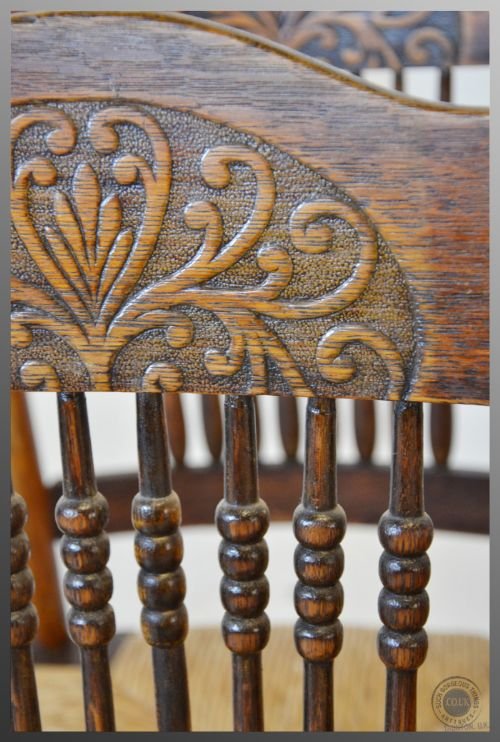 fig 2. Set of Six 6 Kitchen Dining Antique Rush Seat Oak Frame Country Chairs c1880