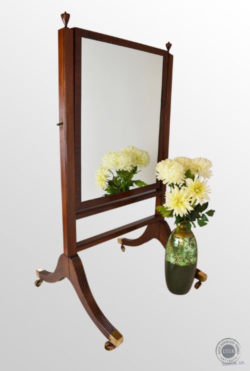 Antique Georgian Cheval Glass English Dressing Floor Mirror C1800