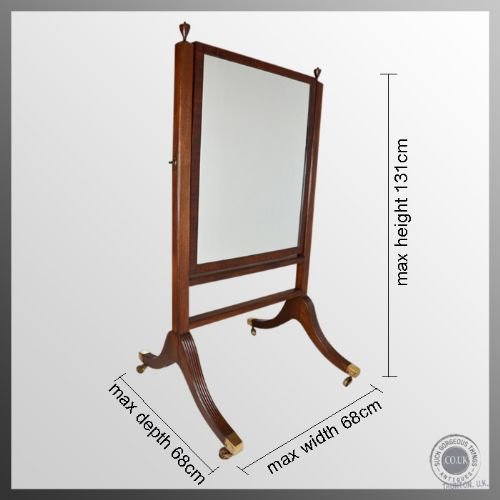 fig 1. Antique Georgian Cheval Glass English Dressing Floor Mirror c1800