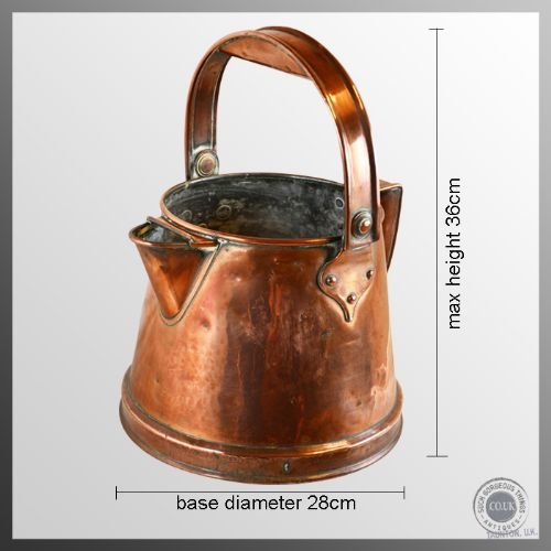 fig 1. Antique Copper Kettle Jug Pot Tea Urn - Victorian c1850