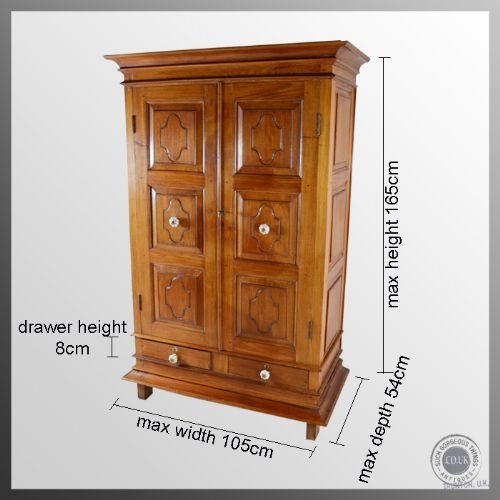 fig 1. Antique French Cherry Wardrobe Linen Press Cabinet Cupboard c1860