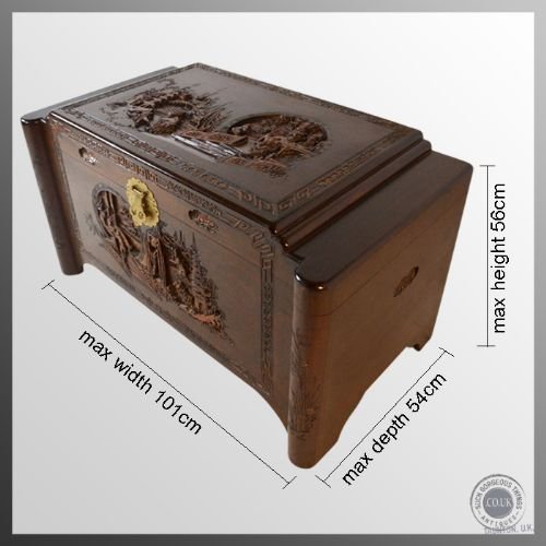 fig 1. Camphor Wood Storage Trunk Shipping Chest Coffer Box Antique c1910