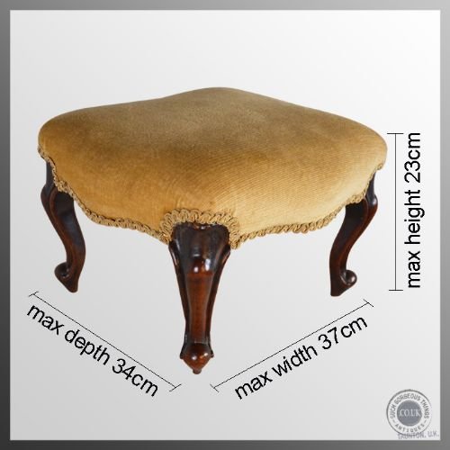 fig 1. Fine Small Foot Stool Rest Cabriole Leg Antique Footstool c1850