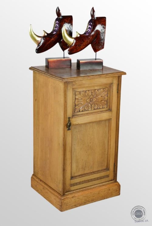 Antique Ash Small Cabinet Pot Bedside Music Cupboard - C1900