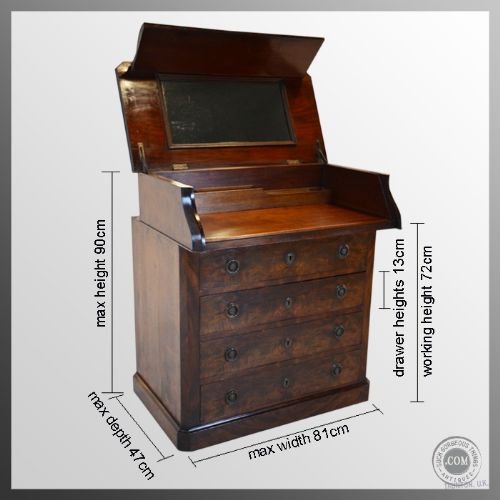 fig 1. Antique Biedermeier Dressing Chest Desk Bureau c1840
Utility Chest of Drawers Vanity Desk - Study or Bedroom