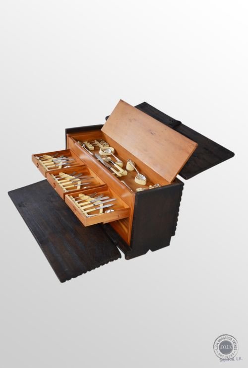 Antique Set of Specimen Drawers Collectors Chest Cutlery Flatware Canteen C1920