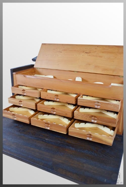 fig 2. Antique Set of Specimen Drawers Collectors Chest Cutlery Flatware Canteen c1920