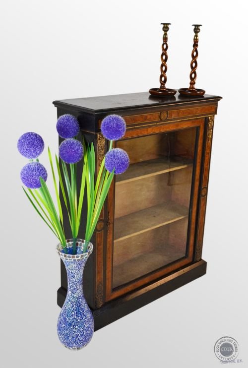 Antique Pier Cabinet Victorian Ebonised Glazed Display Ormolu Mounts C1870