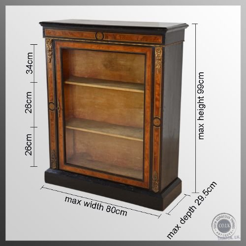 fig 1. Antique Pier Cabinet Victorian Ebonised Glazed Display Ormolu Mounts c1870