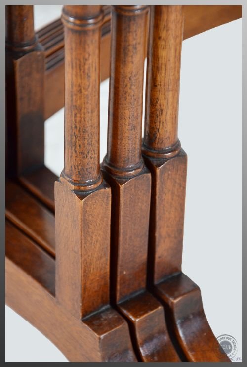 fig 2. Trio Nest Set of Three Leather Top Mahogany Stacking Side Tables Antique c1900