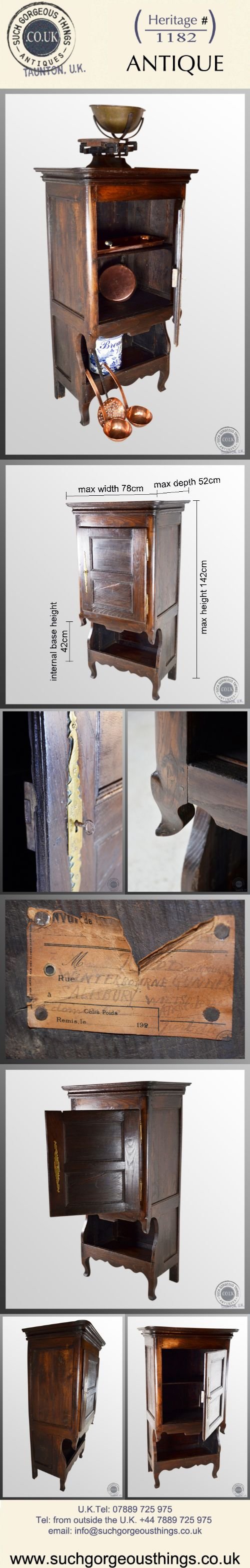 fig 4. Antique French Provincial Oak Kitchen Pantry Storage Cabinet Cupboard c1800