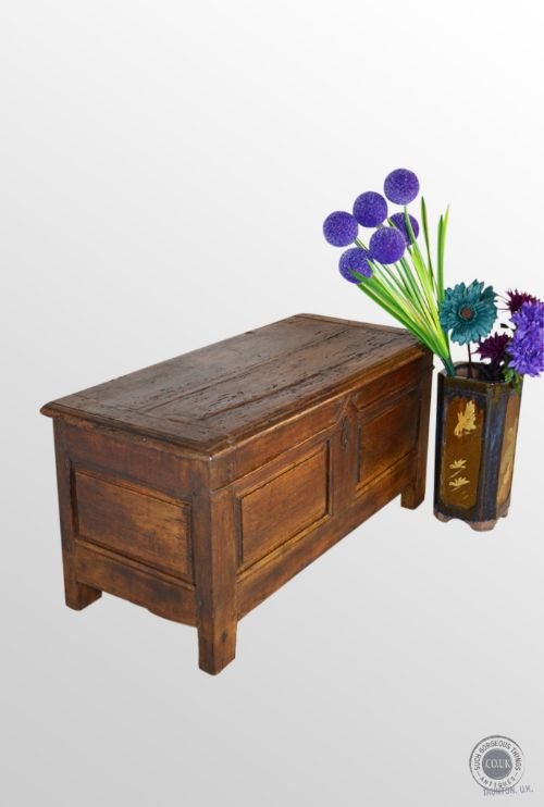 Antique French Walnut Coffer Chest Trunk Box C1700