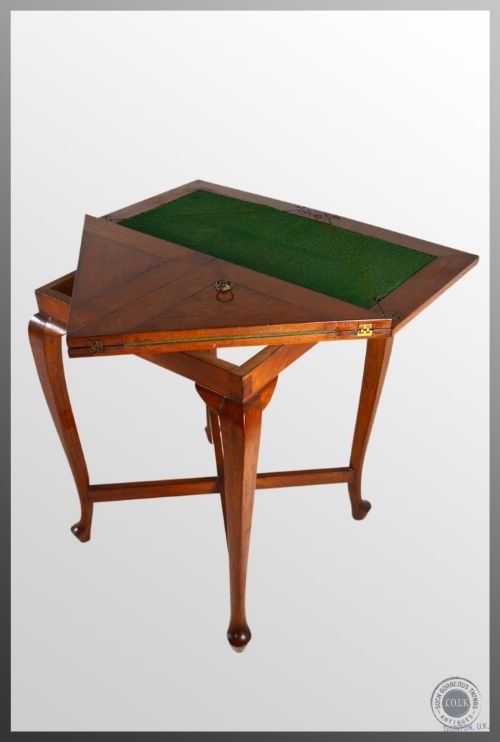 fig 2. Antique Games & Card Table Envelope Fold Over in Oak Edwardian c1910