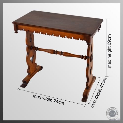 fig 1. Antique English Hall Library Sofa Side Lamp Stretcher Table c1850